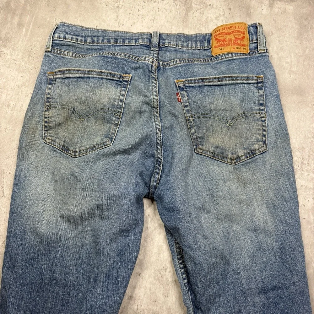 Levis 511 Mens Slim Straight Leg Jeans Blue Dark Wash 36x30 Stretch Work USA